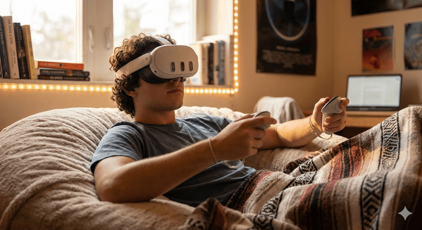 Teen experiencing a Valen VR grounding session