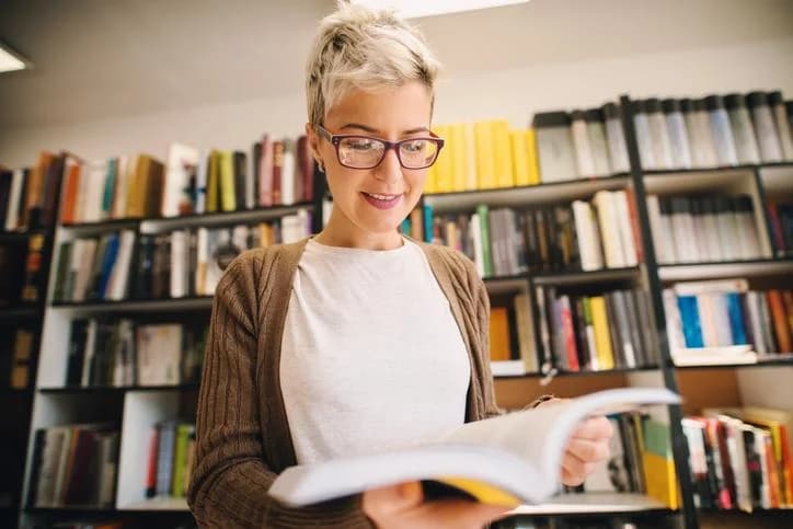 A librarian at work in a public library